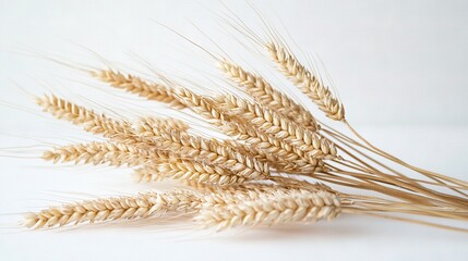 Canvas Print -   A white background with wheat stalks in focus and text space on the left side