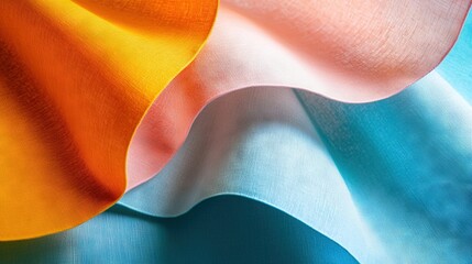 Canvas Print -   A detailed view of a colorful fabric, featuring a prominent blue-yellow stripe in its center