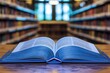 © atipong - Deep blue open book on a library table showcasing limitless potential with empty pages in an inviting scholarly environment filled with knowledge