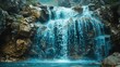 © Nawarit - A powerful waterfall cascading down rocks, dynamic and mighty, Nature, Cool tones, Photograph, Natural force