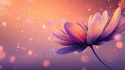 Sticker -   A zoomed-in image of a lavender bloom set against a pastel backdrop of pink and purple, featuring fuzzy depiction of its soft petals