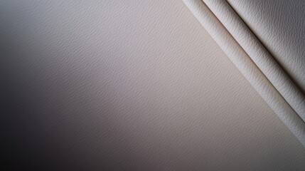Poster - A detailed view of smooth, textured white leather arranged diagonally on a grey background, highlighting its quality and providing ample copy space for creative use