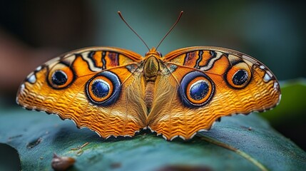 this A butterfly with eye spots on its wings that resemble predator eyes for defense.