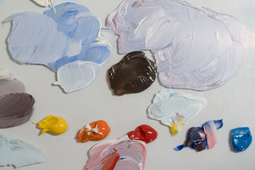 Close-up of a paint palette in a studio.