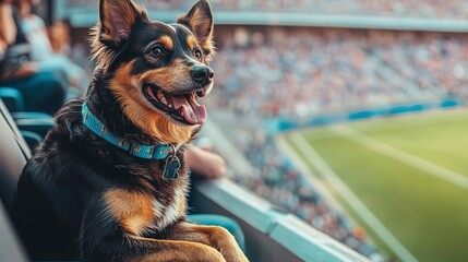 Wall Mural - Pet friendly, cute dogs are allowed into the stadium. Sit and watch sports together with other people. 