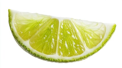 Vibrant close-up of a fresh juicy lime slice on white background showcasing citrus freshness vibrant colors healthy lifestyle and culinary inspiration