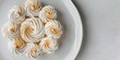 © Y_Malashkevych - Delicious Meringue Roll on Elegant Plate, Banner Style with Copy Space, Perfect for Dessert Displays, Food Art Concept