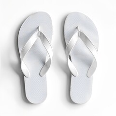 Pair of white flip flops isolated on white background