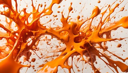 orange color paint splash in a isolated background