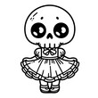© Satoru Sketches - cute skeleton wearing a dress sketch