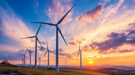 Poster - Stunning Wind Turbines Against a Colorful Sunset