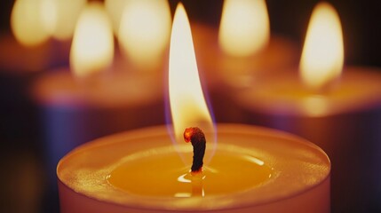 Aufkleber - Soft Glow of Candle Flames Illuminating Darkness