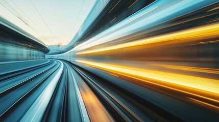 Fototapete - Dynamic Motion of a Train on the Tracks