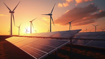 Wall Mural - solar cell in solar farm, alternative energy and sustainable energy, photovoltaic, pure energy renew