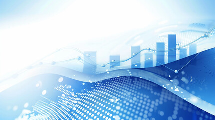 Poster - blue business background with business data graphs analytics 