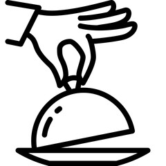 Sticker - signature dish or house special consisting of serving cloche and chef's hand line or outline icon