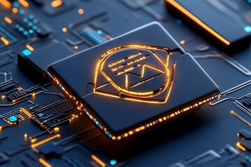 Aufkleber - High-tech futuristic email scam with glowing holograms, representing phishing attempts in a world of advanced digital interfaces