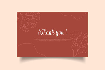 thanks you card modern creative business template.suit for invitation,wedding and others.with flower line art decoration