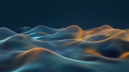 Poster - Flowing Abstract Waves in Golden Highlight