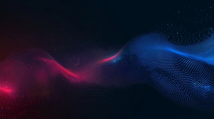 Poster - Glowing Abstract Wave Pattern with Data Particles