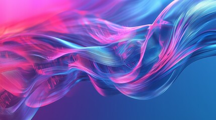 Poster - Vibrant Glowing Waves of Data Flow