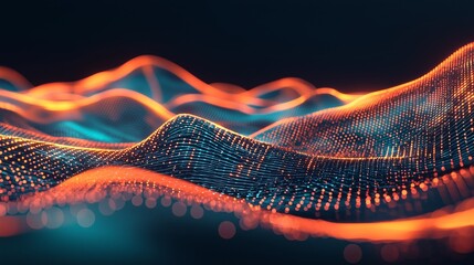 Poster - Glowing Abstract Wave Pattern in Flowing Data