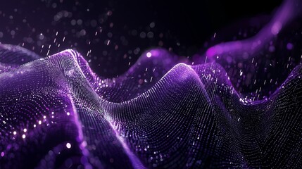Poster - Glowing Abstract Wave Pattern in Purple Flowing Data
