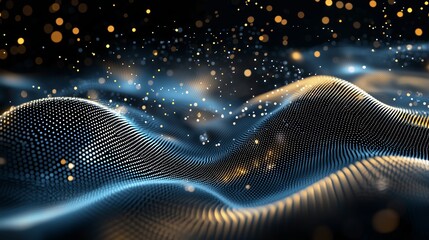 Poster - Glowing Particles in Smooth Wave Patterns