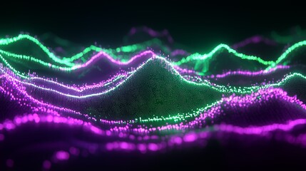 Poster - Glowing Waves of Digital Data in Luminous Colors