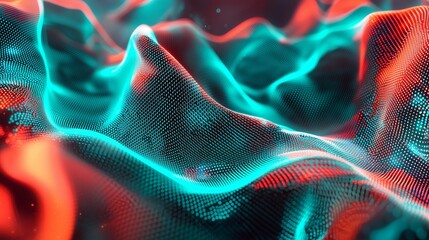 Poster - Luminous Abstract Digital Waves of Data