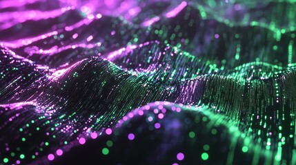 Poster - Glowing Waves of Digital Data in Luminous Colors