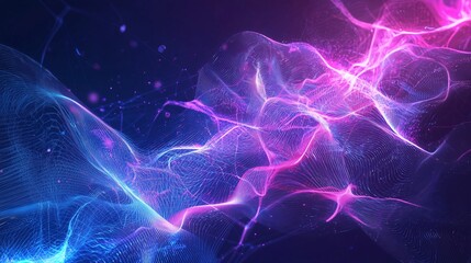 Poster - Glowing Data Waves in Intricate Pattern