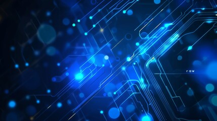 Blue background with glowing digital circuit lines vector presentation design, a 