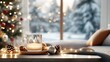 © Sukifli.D - Cozy winter scene with festive decorations and warm drink