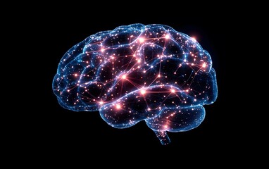 Poster - A glowing brain illustration with interconnected networks, showcasing advanced technology and the concept of intelligence.