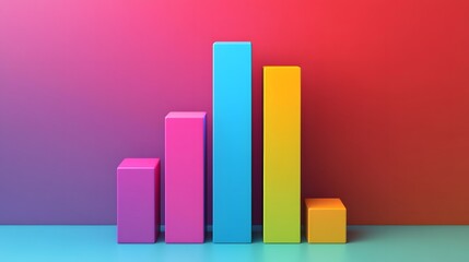 Poster - Colorful bar graph on a bright background representing data analysis and business growth trends in a modern style.