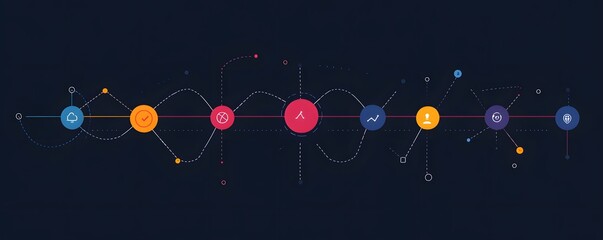 Poster - Modern abstract illustration of interconnected elements representing technology and data flow in a digital environment.