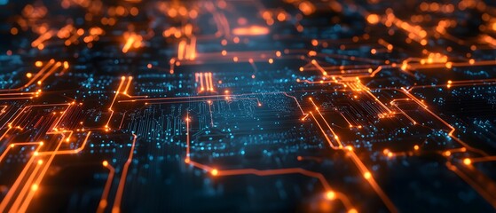 Poster - Stunning abstract visualization of a circuit board with glowing connections, showcasing technology and innovation in digital design.