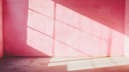 Sticker - The subtle light filters through, creating delicate shadows on a vibrant pink wall, enhancing the tranquility of the room