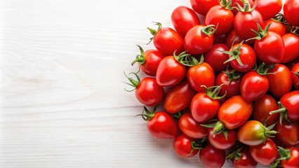 fresh organic red grape tomatoes on a white background, grape tomatoes, organic, fresh, red, healthy