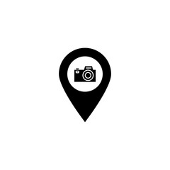 Vector pointer of camera, Pin on map trendy style illustration for web and app on white background..eps