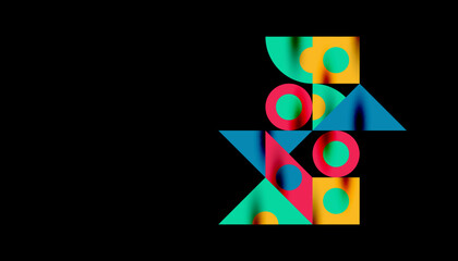Aufkleber - Colorful triangles circles square geometric design. Abstract background for wallpaper, banner, backdrop, card, book Illustration, landing page