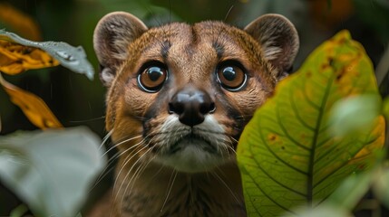 Close-up Portrait of a  South American Ocelot with Large Eyes