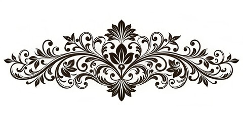 Black floral ornament element isolated on background, floral, black, ornament, design, elegant, decorative,background