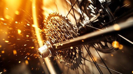 Glistening Bicycle Gear in the Sunlight