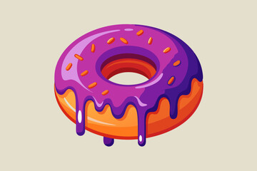 Sticker - Colorful glazed donut isolated on white background