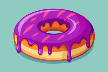 Sticker - Colorful glazed donut isolated on white background