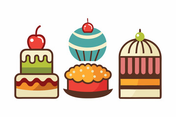 Sticker - Wedding cake pie sweets dessert bakery flat simple style isolated vector illustration