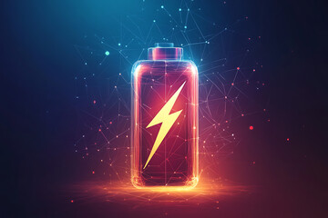 Poster - A glowing battery icon with a lightning bolt, symbolizing energy and power.