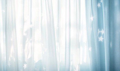 Wall Mural - curtains with star pattern on the window-generative ai